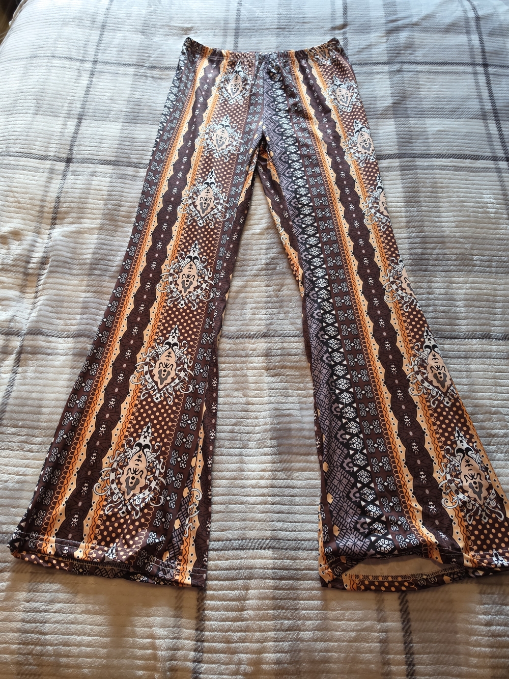 Women’s Brown & Orange Patterned Flare Pants